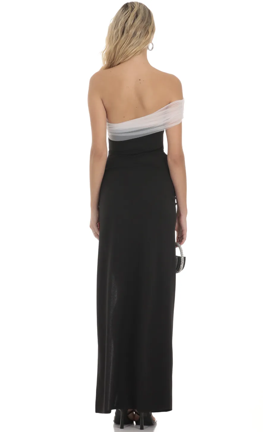 LUCY IN THE SKY Maxi Dresses^Off Shoulder Tulle Sleeve Maxi Dress In Black