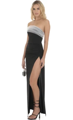 LUCY IN THE SKY Maxi Dresses^Off Shoulder Tulle Sleeve Maxi Dress In Black