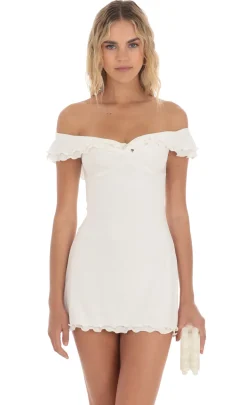 LUCY IN THE SKY Mini Dresses^Off Shoulder Twist Dress In White