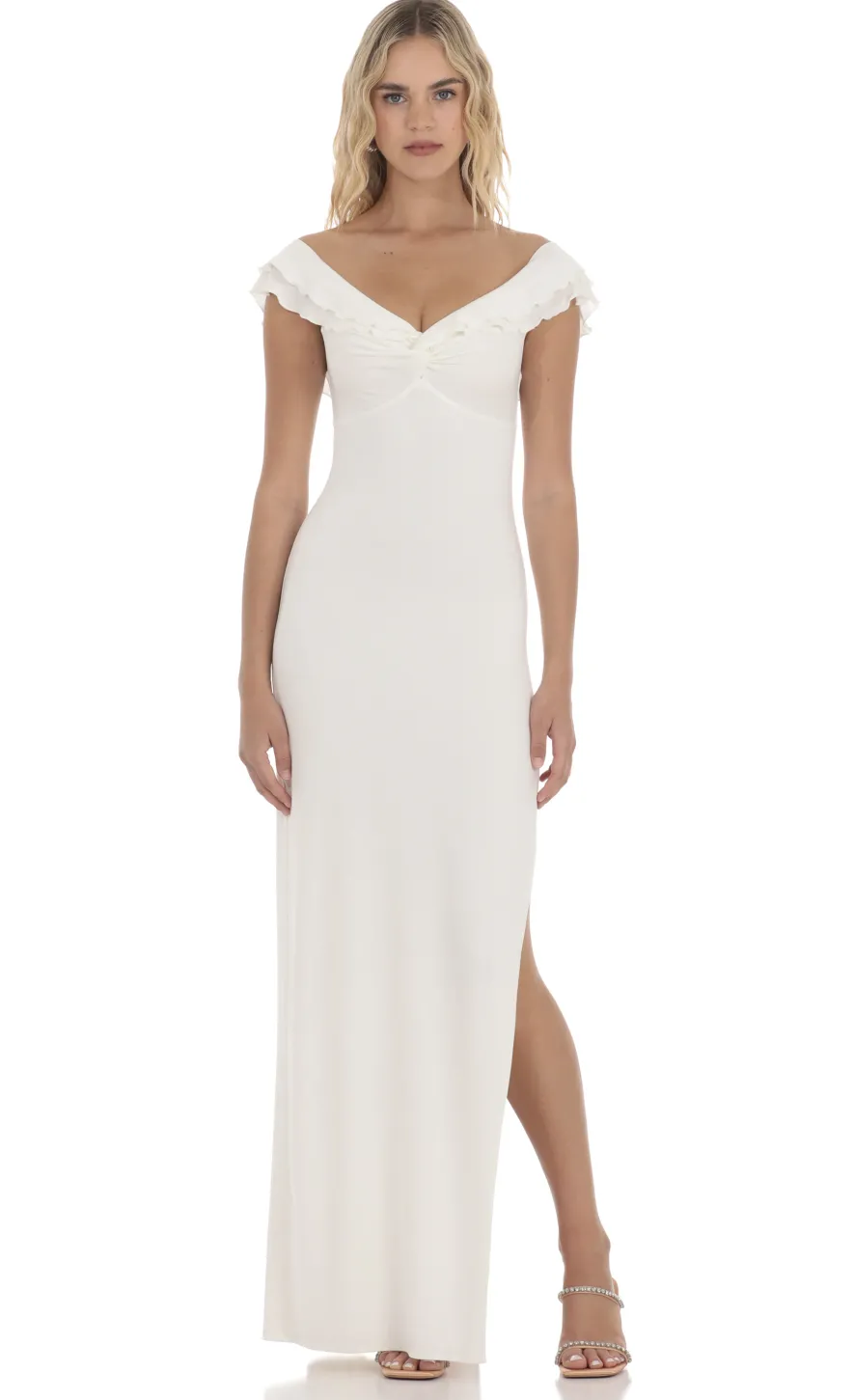 LUCY IN THE SKY Maxi Dresses^Off Shoulder Twist Maxi Dress In White