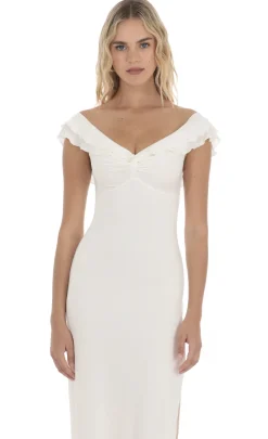 LUCY IN THE SKY Maxi Dresses^Off Shoulder Twist Maxi Dress In White