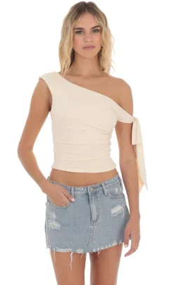 LUCY IN THE SKY Tops^Off Should Tie Sleeve Top In Cream