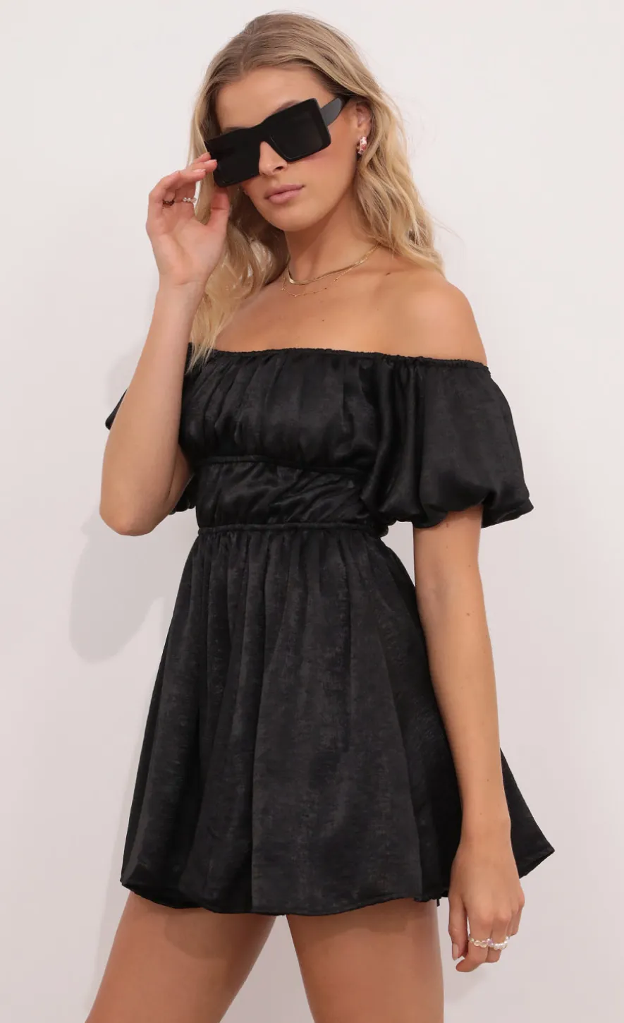 LUCY IN THE SKY Mini Dresses^Off The Shoulder Dress In Black