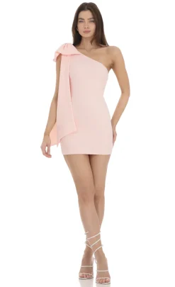 LUCY IN THE SKY Mini Dresses^One Shoulder Bow Dress In Pink