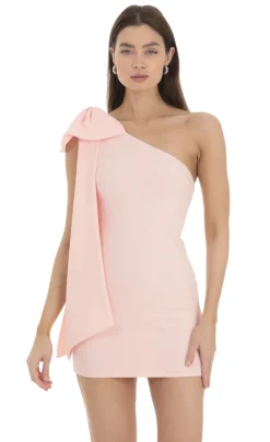 LUCY IN THE SKY Mini Dresses^One Shoulder Bow Dress In Pink
