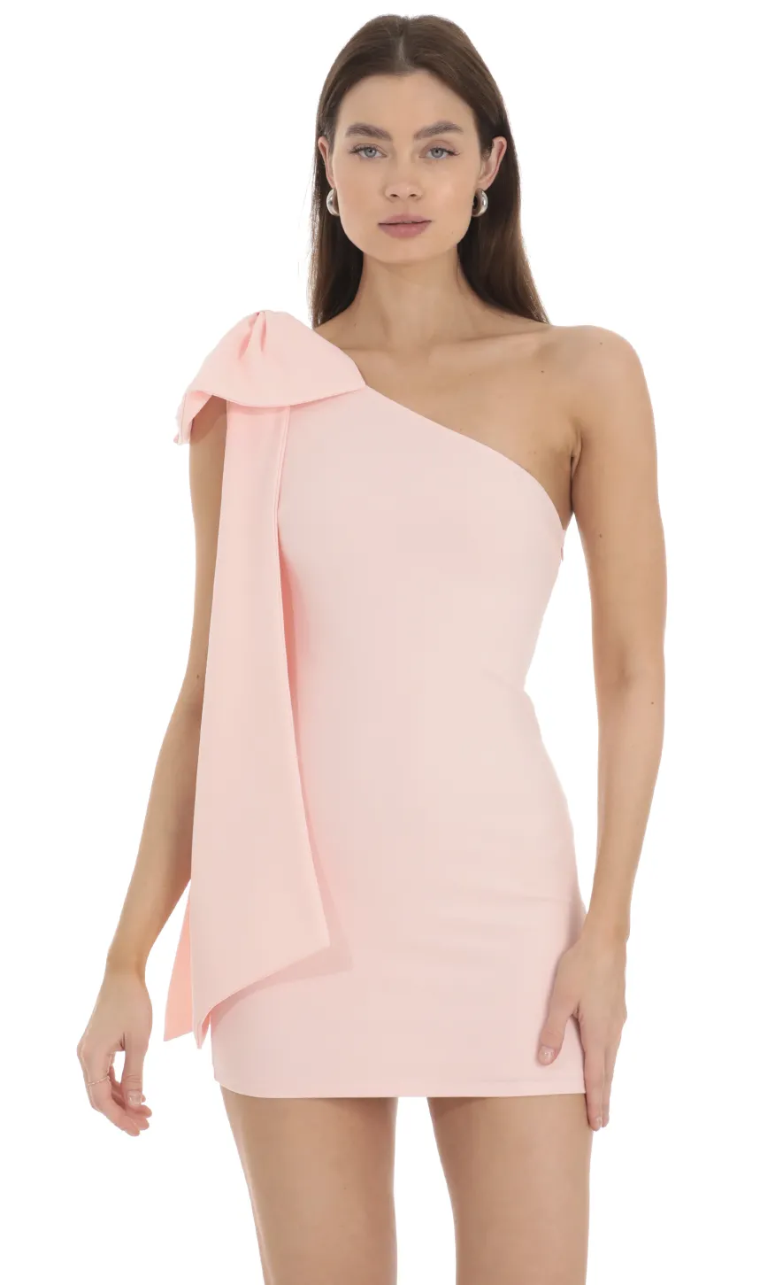 LUCY IN THE SKY Mini Dresses^One Shoulder Bow Dress In Pink
