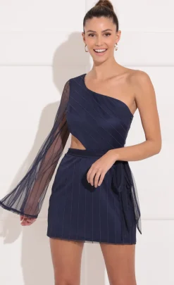 LUCY IN THE SKY Mini Dresses^One Shoulder Dress In Blue