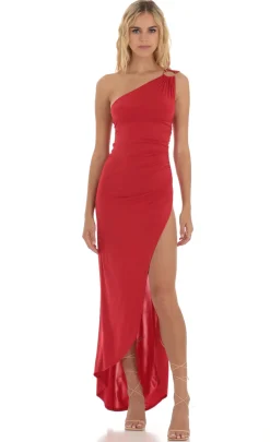 LUCY IN THE SKY Maxi Dresses^One Shoulder Dress In Red