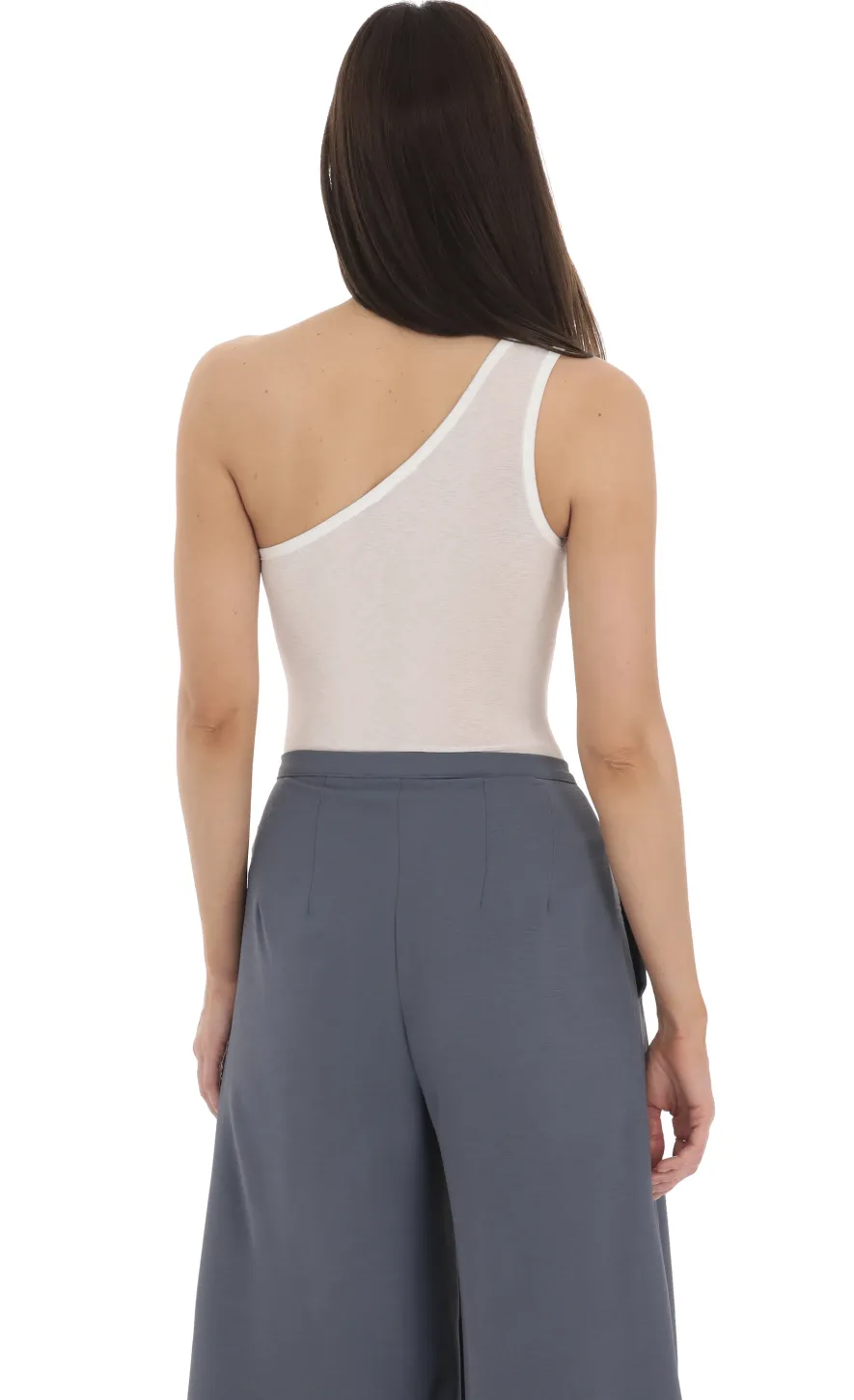 LUCY IN THE SKY Bodysuits^One Shoulder Keyhole Bodysuit In White
