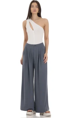 LUCY IN THE SKY Bodysuits^One Shoulder Keyhole Bodysuit In White