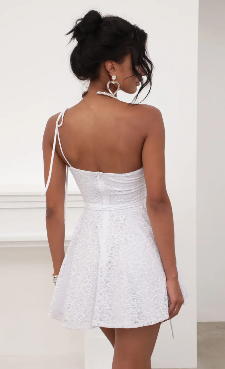 LUCY IN THE SKY Mini Dresses^One Shoulder Lace A-line Dress
