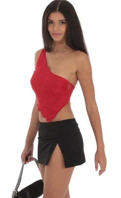LUCY IN THE SKY Tops^One Shoulder Lace Top In Red