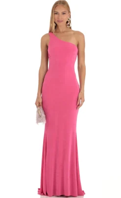 LUCY IN THE SKY Maxi Dresses^One Shoulder Maxi Dress In Pink