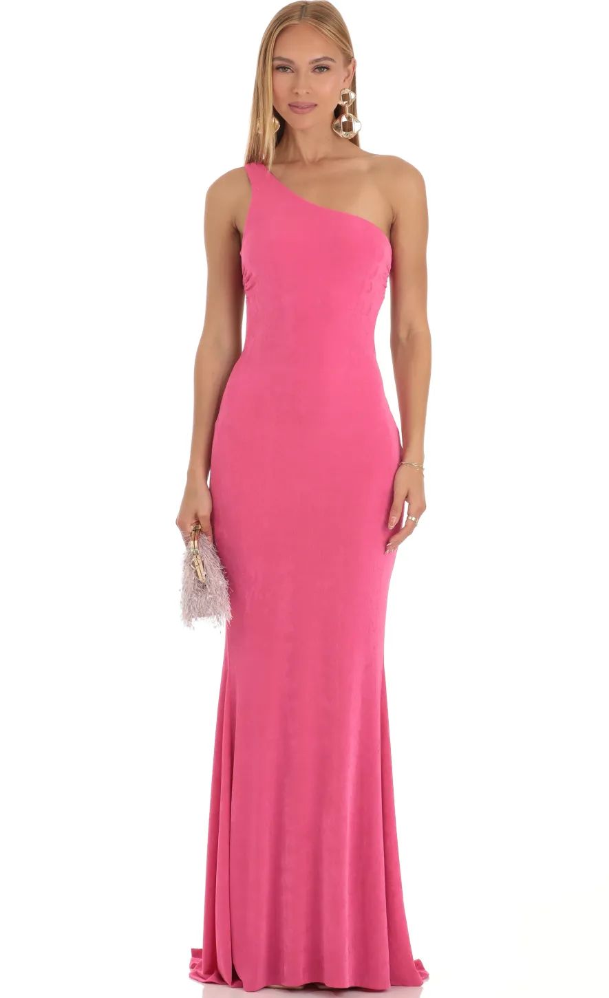 LUCY IN THE SKY Maxi Dresses^One Shoulder Maxi Dress In Pink