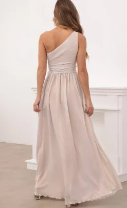 LUCY IN THE SKY Maxi Dresses^One Shoulder Pleated Dress In Gold