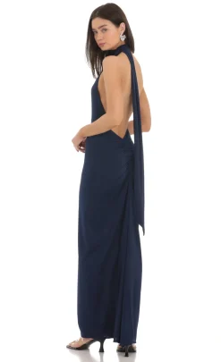 LUCY IN THE SKY Maxi Dresses^One Shoulder Scarf Strap Maxi Dress In Navy