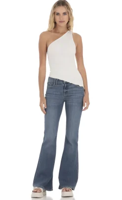 LUCY IN THE SKY Tops^One Shoulder Stretch Top In White