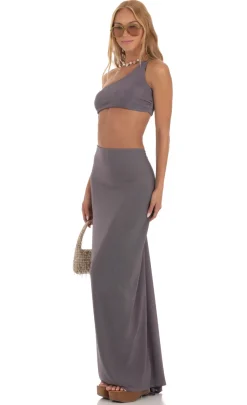 LUCY IN THE SKY Two-Piece Sets^One Shoulder Two Piece Maxi Skirt Set In Mauve