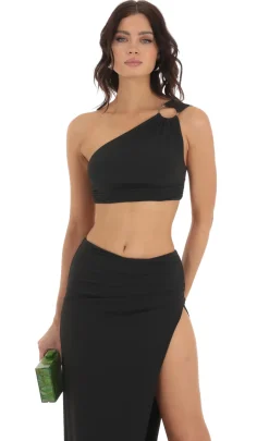 LUCY IN THE SKY Two-Piece Sets^One Shoulder Two Piece Set In Black