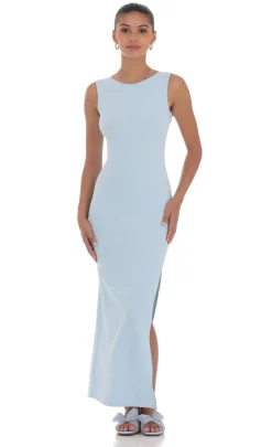 LUCY IN THE SKY Maxi Dresses^Open Back Bodycon Maxi Dress In Light Blue