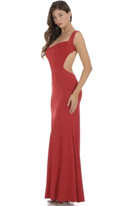 LUCY IN THE SKY Maxi Dresses^Open Back Cowl Neck Dress In Red
