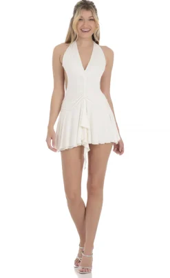 LUCY IN THE SKY Mini Dresses^Open Back Halter Dress In White