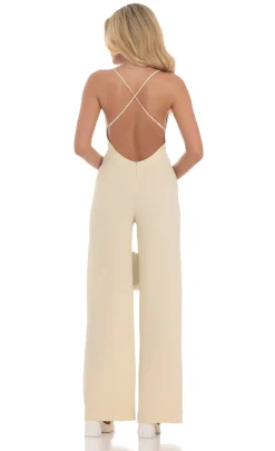 LUCY IN THE SKY Jumpsuits^Open Back Jumpsuit In Nude Yellow