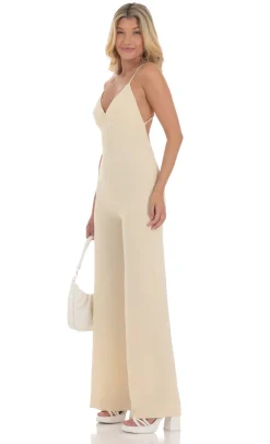 LUCY IN THE SKY Jumpsuits^Open Back Jumpsuit In Nude Yellow