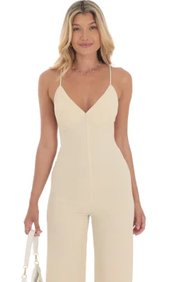LUCY IN THE SKY Jumpsuits^Open Back Jumpsuit In Nude Yellow