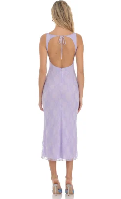 LUCY IN THE SKY Midi Dresses^Open Back Lace Midi Dress In Lavender