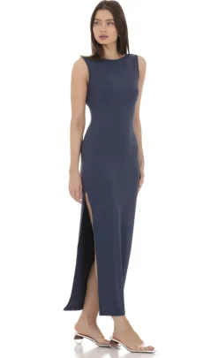 LUCY IN THE SKY Midi Dresses^Open Back Midi Dress In Navy