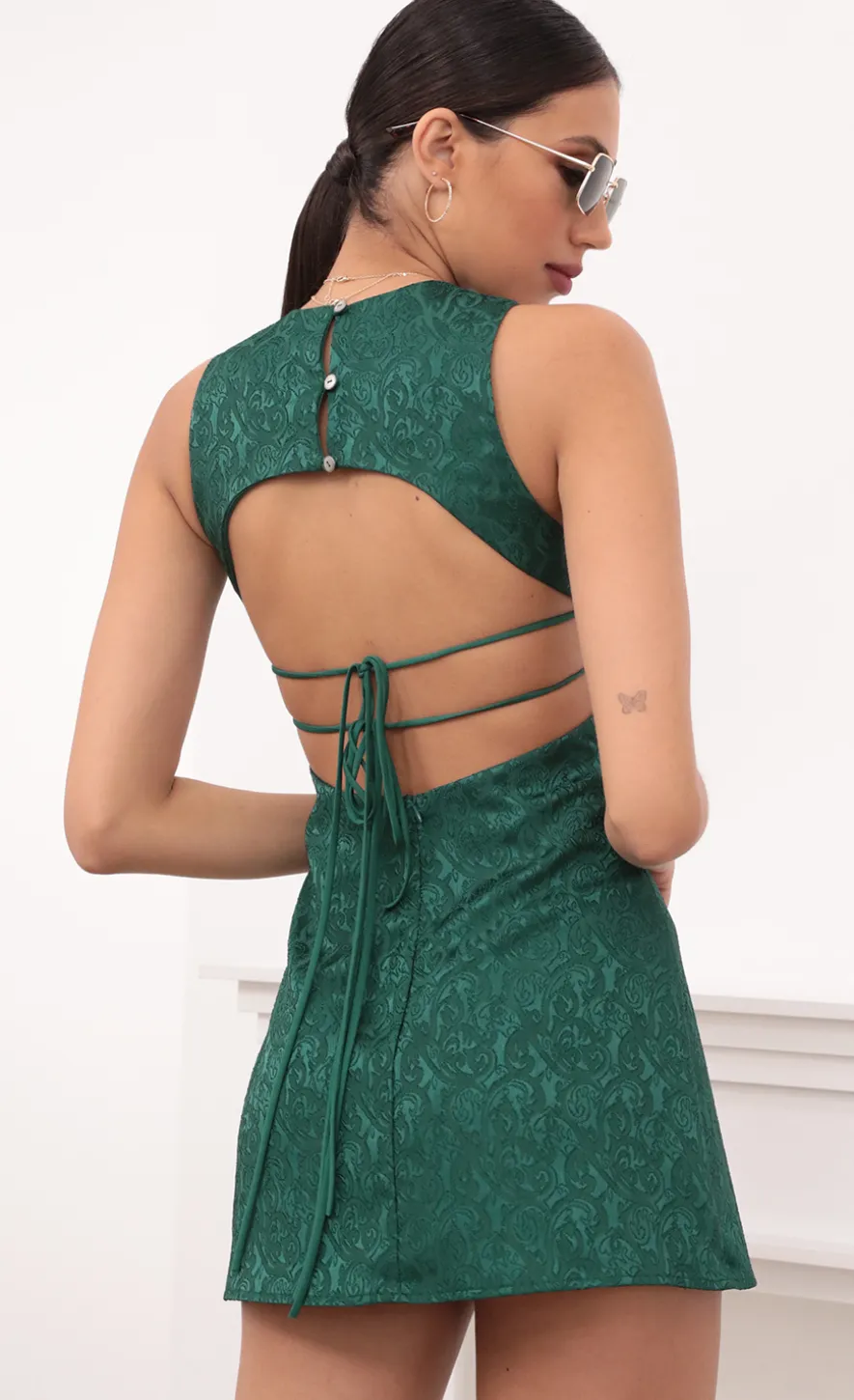 LUCY IN THE SKY Mini Dresses^Open Back Tank Dress In Green