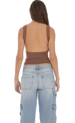LUCY IN THE SKY Tops^Open Back Tank Top In Brown