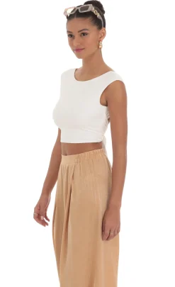 LUCY IN THE SKY Tops^Open Back Tie Top In White