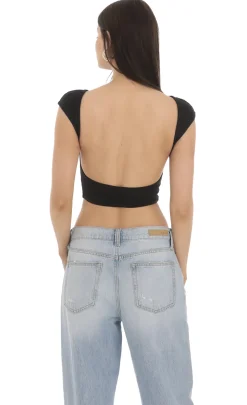 LUCY IN THE SKY Tops^Open Back Top In Black