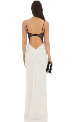 LUCY IN THE SKY Maxi Dresses^Open Back Two-Toned Maxi Dress In White