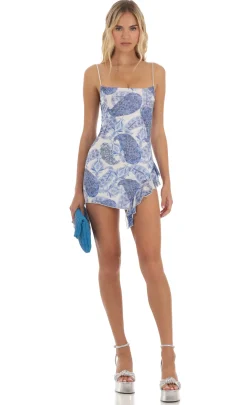 LUCY IN THE SKY Mini Dresses^Paisley Ruffle Slit Mini Dress In White