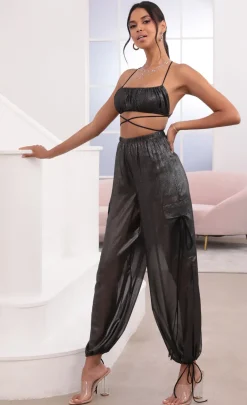 LUCY IN THE SKY Two-Piece Sets|Pants^Pant Set In Black Sparkle