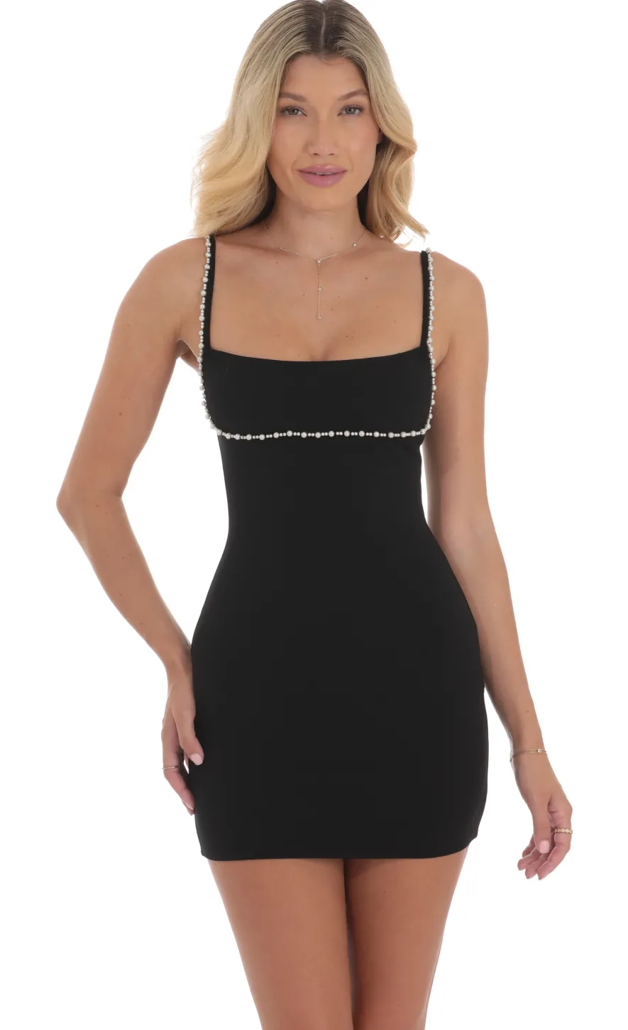 LUCY IN THE SKY Mini Dresses^Pearl Outline Bodycon Dress In Black
