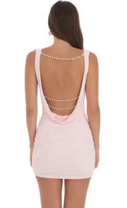 LUCY IN THE SKY Mini Dresses^Pearl Strap Open Back Dress In Pink