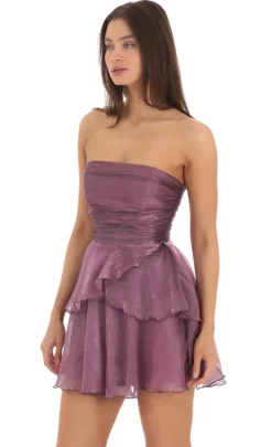 LUCY IN THE SKY Mini Dresses^Petal Ruffle Strapless Dress In Purple