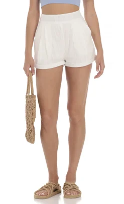 LUCY IN THE SKY Shorts^Plaid High Waisted Shorts In Off White