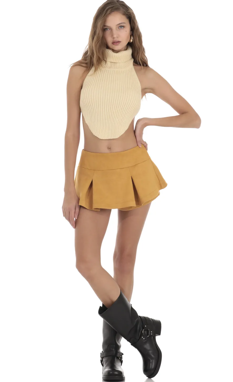 LUCY IN THE SKY Skirts|Shorts^Pleated Mini Skort In Mustard