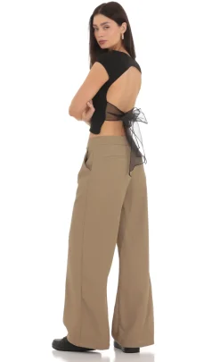 LUCY IN THE SKY Pants^Pleated Wide Leg Trousers In Taupe