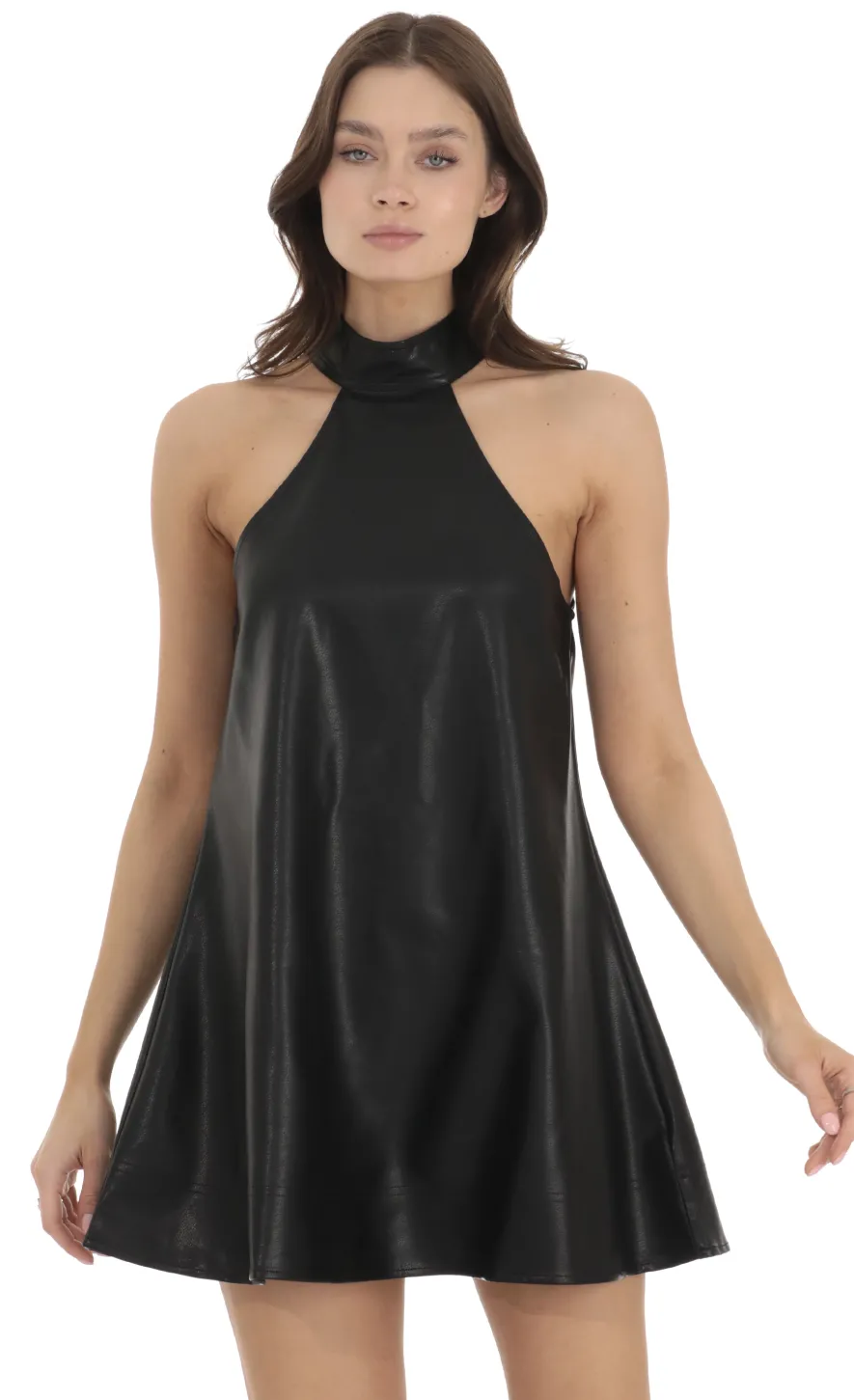 LUCY IN THE SKY Mini Dresses^Pleather Shift Dress In Black