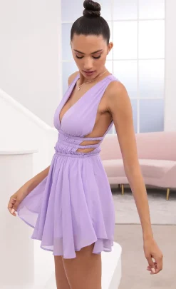 LUCY IN THE SKY Mini Dresses^Plunge A-Line Dress In Lavender