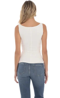 LUCY IN THE SKY Tops^Plunge Cutout Top In White