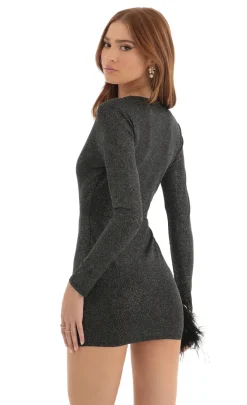 LUCY IN THE SKY Mini Dresses^Plunge Dress In Black Crystal