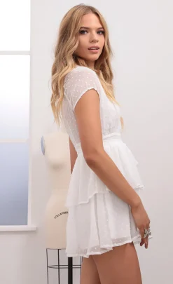 LUCY IN THE SKY Mini Dresses^Polka Dot Chiffon Wrap Dress In White