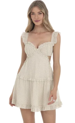 LUCY IN THE SKY Mini Dresses^Polka Dot Cutout Dress In Cream